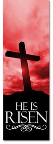 he is risen cross red
